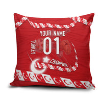 Personalized Turkey Football Bozkurt Mascot Pillow Cover Turkish Flag Crescent Moon Red And White Comic Art
