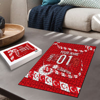 Personalized Turkey Football Bozkurt Mascot Puzzle Turkish Flag Crescent Moon Red And White Comic Art