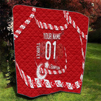 Personalized Turkey Football Bozkurt Mascot Quilt Turkish Flag Crescent Moon Red And White Comic Art
