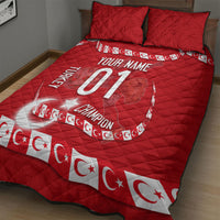 Personalized Turkey Football Bozkurt Mascot Quilt Bed Set Turkish Flag Crescent Moon Red And White Comic Art