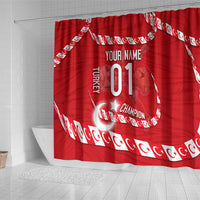 Personalized Turkey Football Bozkurt Mascot Shower Curtain Turkish Flag Crescent Moon Red And White Comic Art