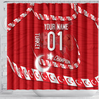 Personalized Turkey Football Bozkurt Mascot Shower Curtain Turkish Flag Crescent Moon Red And White Comic Art