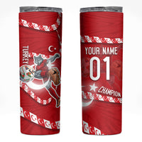 Personalized Turkey Football Bozkurt Mascot Skinny Tumbler Turkish Flag Crescent Moon Red And White Comic Art