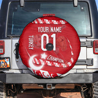 Personalized Turkey Football Bozkurt Mascot Spare Tire Cover Turkish Flag Crescent Moon Red And White Comic Art