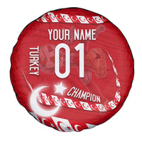 Personalized Turkey Football Bozkurt Mascot Spare Tire Cover Turkish Flag Crescent Moon Red And White Comic Art