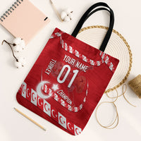Personalized Turkey Football Bozkurt Mascot Tote Bag Turkish Flag Crescent Moon Red And White Comic Art