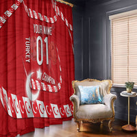 Personalized Turkey Football Bozkurt Mascot Window Curtain Turkish Flag Crescent Moon Red And White Comic Art