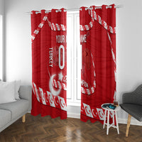 Personalized Turkey Football Bozkurt Mascot Window Curtain Turkish Flag Crescent Moon Red And White Comic Art
