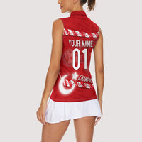Personalized Turkey Football Bozkurt Mascot Women Sleeveless Polo Shirt Turkish Flag Crescent Moon Red And White Comic Art