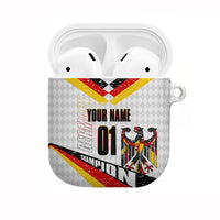 Personalized Germany Football Bear Mascot AirPods Case Germany Flag Eagle Shield Distressed Comic Art