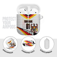 Personalized Germany Football Bear Mascot AirPods Case Germany Flag Eagle Shield Distressed Comic Art