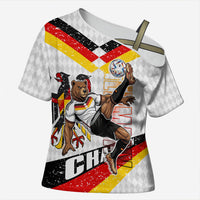 Personalized Germany Football Bear Mascot Cross Shoulder Shirt Germany Flag Eagle Shield Distressed Comic Art