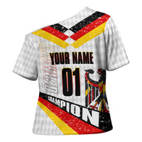 Personalized Germany Football Bear Mascot Cross Shoulder Shirt Germany Flag Eagle Shield Distressed Comic Art