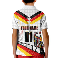 Personalized Germany Football Bear Mascot Kid Polo Shirt Germany Flag Eagle Shield Distressed Comic Art
