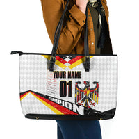 Personalized Germany Football Bear Mascot Leather Tote Bag Germany Flag Eagle Shield Distressed Comic Art
