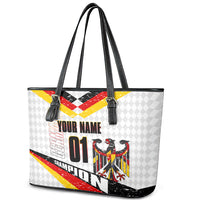 Personalized Germany Football Bear Mascot Leather Tote Bag Germany Flag Eagle Shield Distressed Comic Art