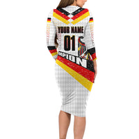 Personalized Germany Football Bear Mascot Long Sleeve Bodycon Dress Germany Flag Eagle Shield Distressed Comic Art