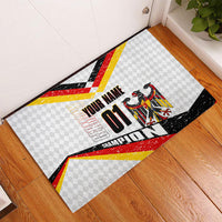 Personalized Germany Football Bear Mascot Rubber Doormat Germany Flag Eagle Shield Distressed Comic Art