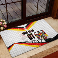 Personalized Germany Football Bear Mascot Rubber Doormat Germany Flag Eagle Shield Distressed Comic Art