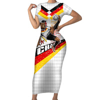 Personalized Germany Football Bear Mascot Short Sleeve Bodycon Dress Germany Flag Eagle Shield Distressed Comic Art