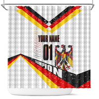 Personalized Germany Football Bear Mascot Shower Curtain Germany Flag Eagle Shield Distressed Comic Art