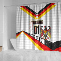 Personalized Germany Football Bear Mascot Shower Curtain Germany Flag Eagle Shield Distressed Comic Art