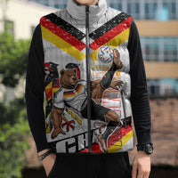 Personalized Germany Football Bear Mascot Sleeveless Puffer Jacket Germany Flag Eagle Shield Distressed Comic Art