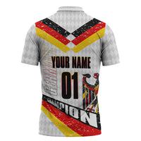 Personalized Germany Football Bear Mascot Zipper Polo Shirt Germany Flag Eagle Shield Distressed Comic Art