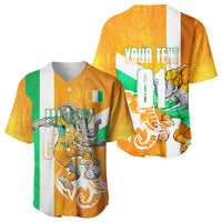 Personalized Ivory Coast Football Baseball Jersey Elephant Mascot Flag - Comic Style Graphic