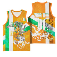 Personalized Ivory Coast Football Basketball Jersey Elephant Mascot Flag - Comic Style Graphic