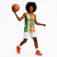 Personalized Ivory Coast Football Basketball Jersey Elephant Mascot Flag - Comic Style Graphic
