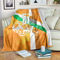 Personalized Ivory Coast Football Blanket Elephant Mascot Flag - Comic Style Graphic