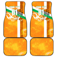 Personalized Ivory Coast Football Car Mats Elephant Mascot Flag - Comic Style Graphic