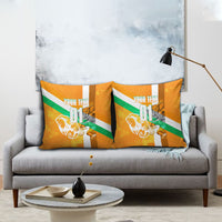 Personalized Ivory Coast Football Pillow Cover Elephant Mascot Flag - Comic Style Graphic