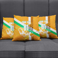 Personalized Ivory Coast Football Pillow Cover Elephant Mascot Flag - Comic Style Graphic