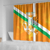 Personalized Ivory Coast Football Shower Curtain Elephant Mascot Flag - Comic Style Graphic