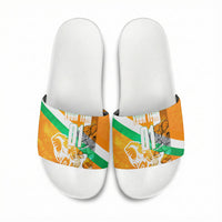 Personalized Ivory Coast Football Slide Sandals Elephant Mascot Flag - Comic Style Graphic