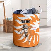 Personalized Netherlands Football Lion Mascot Laundry Basket Dutch Orange Flag Windmill Symbol Comic