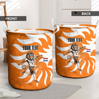 Personalized Netherlands Football Lion Mascot Laundry Basket Dutch Orange Flag Windmill Symbol Comic