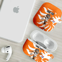 Personalized Netherlands Football Lion Mascot AirPods Case Dutch Orange Flag Windmill Symbol Comic