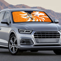 Personalized Netherlands Football Lion Mascot Auto Sun Shade Dutch Orange Flag Windmill Symbol Comic