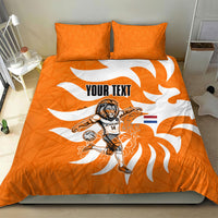 Personalized Netherlands Football Lion Mascot Bedding Set Dutch Orange Flag Windmill Symbol Comic