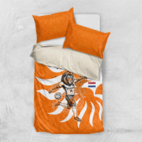 Personalized Netherlands Football Lion Mascot Bedding Set Dutch Orange Flag Windmill Symbol Comic