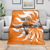 Personalized Netherlands Football Lion Mascot Blanket Dutch Orange Flag Windmill Symbol Comic