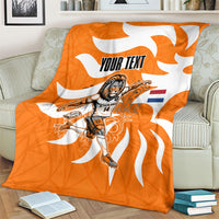 Personalized Netherlands Football Lion Mascot Blanket Dutch Orange Flag Windmill Symbol Comic
