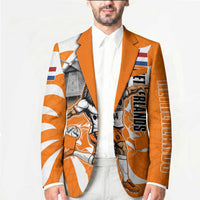 Personalized Netherlands Football Lion Mascot Blazer Dutch Orange Flag Windmill Symbol Comic