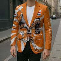Personalized Netherlands Football Lion Mascot Blazer Dutch Orange Flag Windmill Symbol Comic