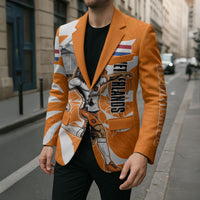 Personalized Netherlands Football Lion Mascot Blazer Dutch Orange Flag Windmill Symbol Comic