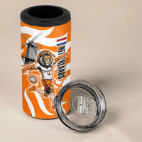Personalized Netherlands Football Lion Mascot 4 in 1 Can Cooler Tumbler Dutch Orange Flag Windmill Symbol Comic