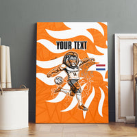 Personalized Netherlands Football Lion Mascot Canvas Wall Art Dutch Orange Flag Windmill Symbol Comic